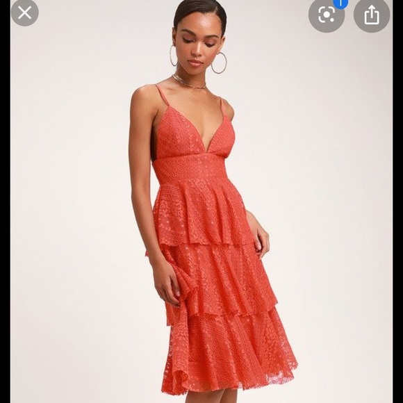 Lulus Dresses & Skirts - Lulus coral lace dress